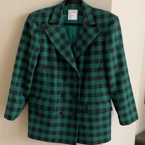 Emmanuelle Khanh green checkered  wool blazer made in France